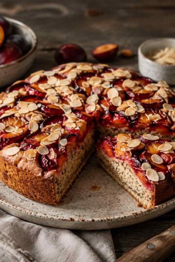 Saftiger Pflaumenkuchen mit Mandeln (Vegan & Einfach)