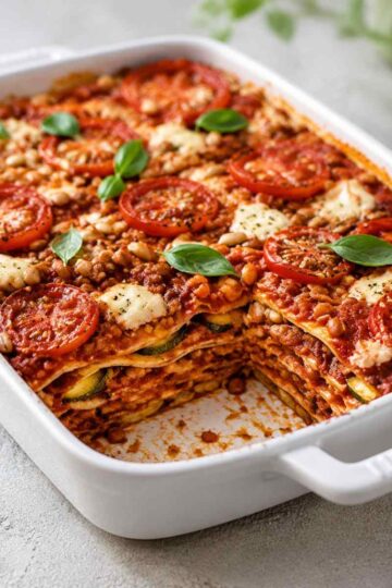 Vegane Lasagne mit Linsen und Zucchini – cremig
